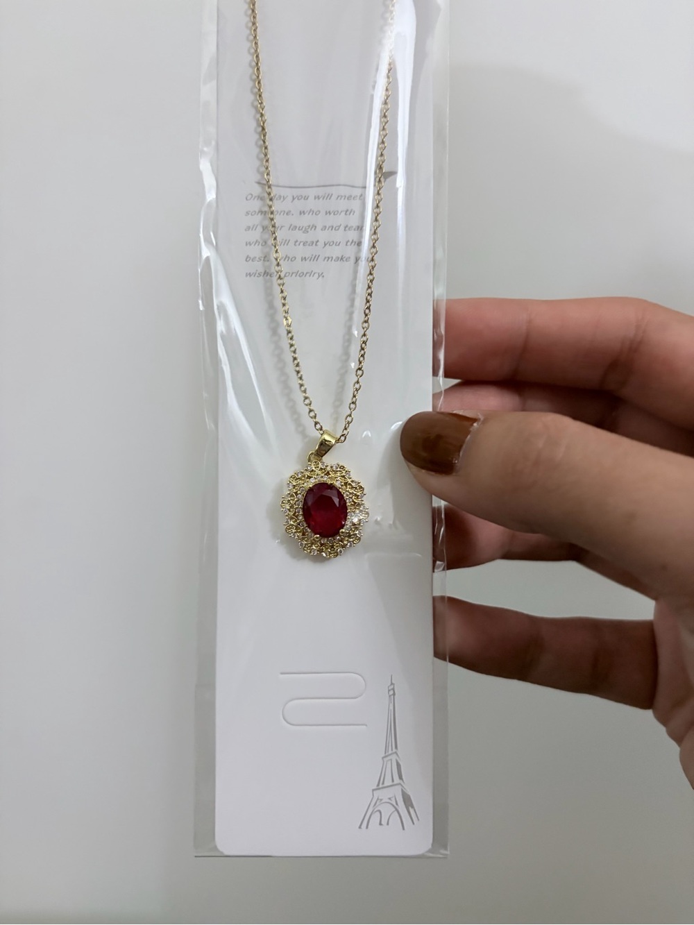 Gold Chain Red Stone Necklace